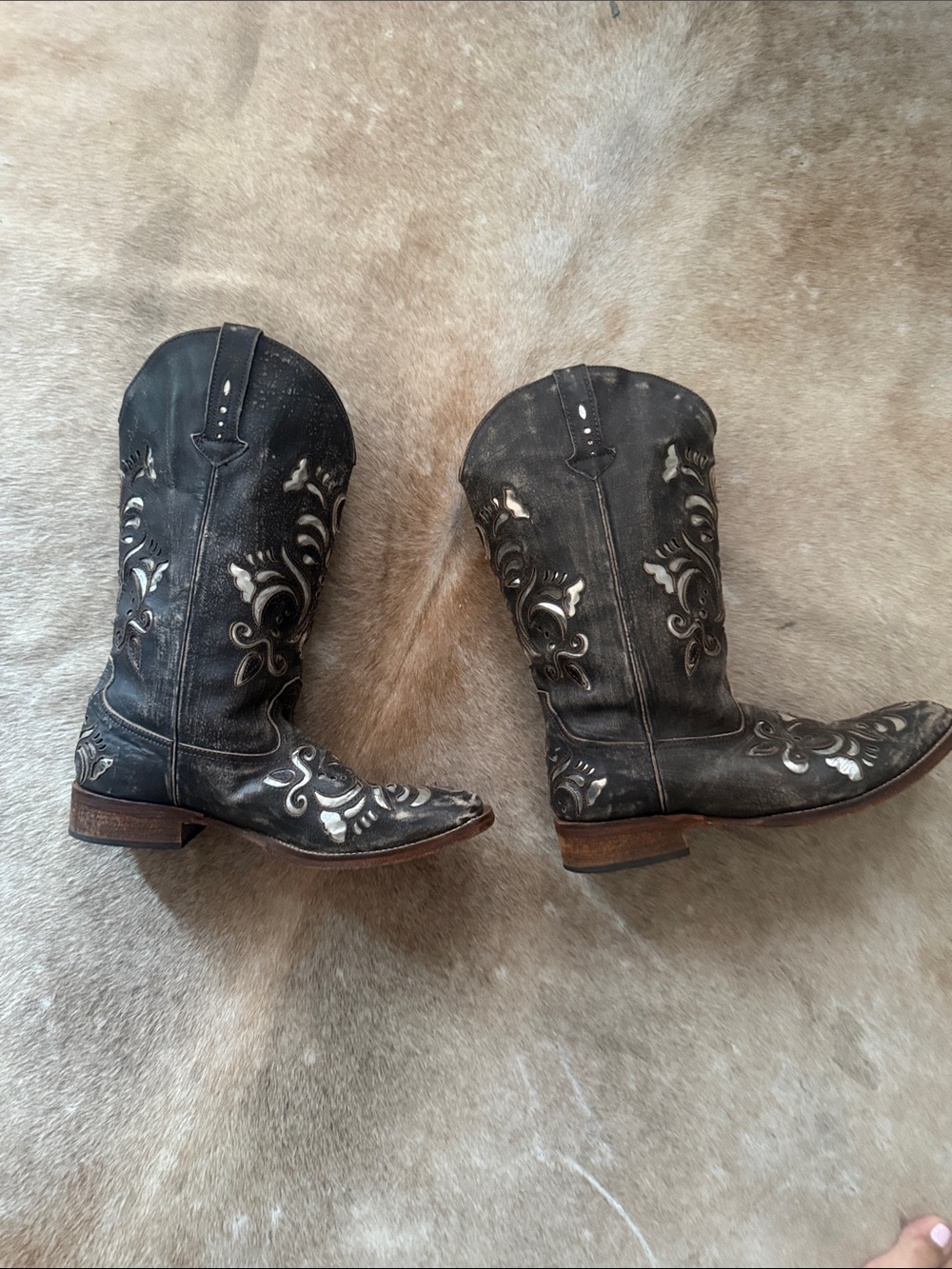 Women's Embroidered Western Cowboy Boots - Black roper size 11